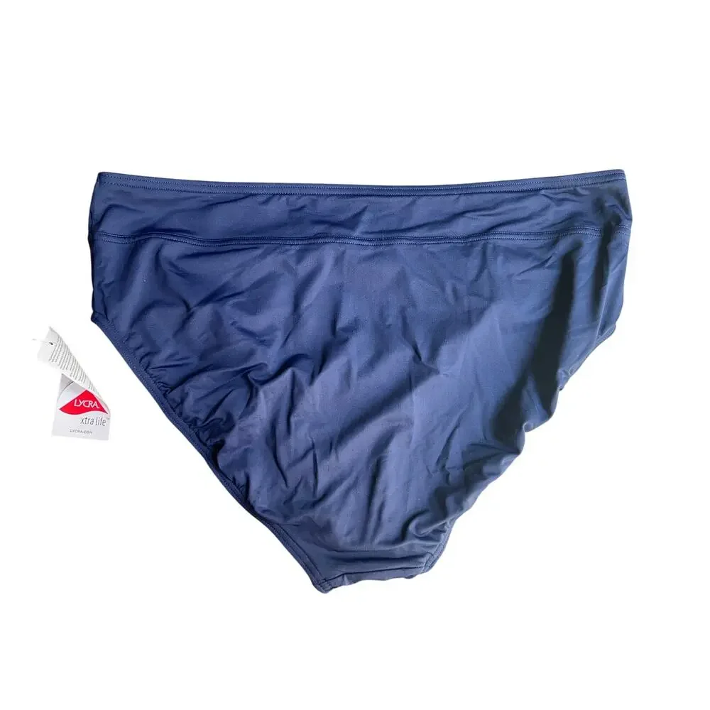LANDS' END WOMENS SIZE LARGE 14-16 SWIM BIKINI BRIEF BOTTOM NAVY NEW!
